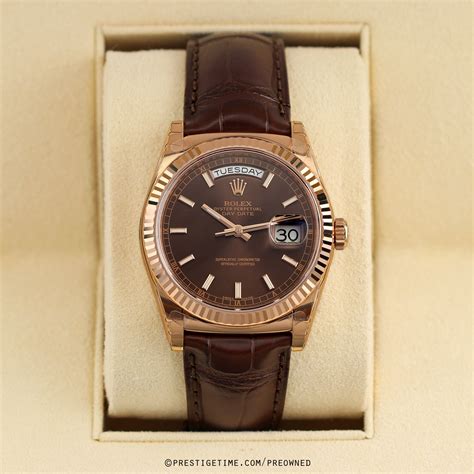 preowned Rolex with chocolate interior